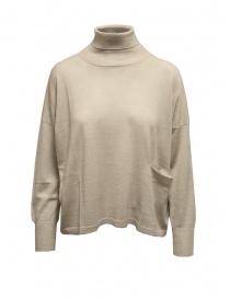 Ma'ry'ya maglia dolcevita boxy beige in lana, seta e cashmere YHK095 2 ICE