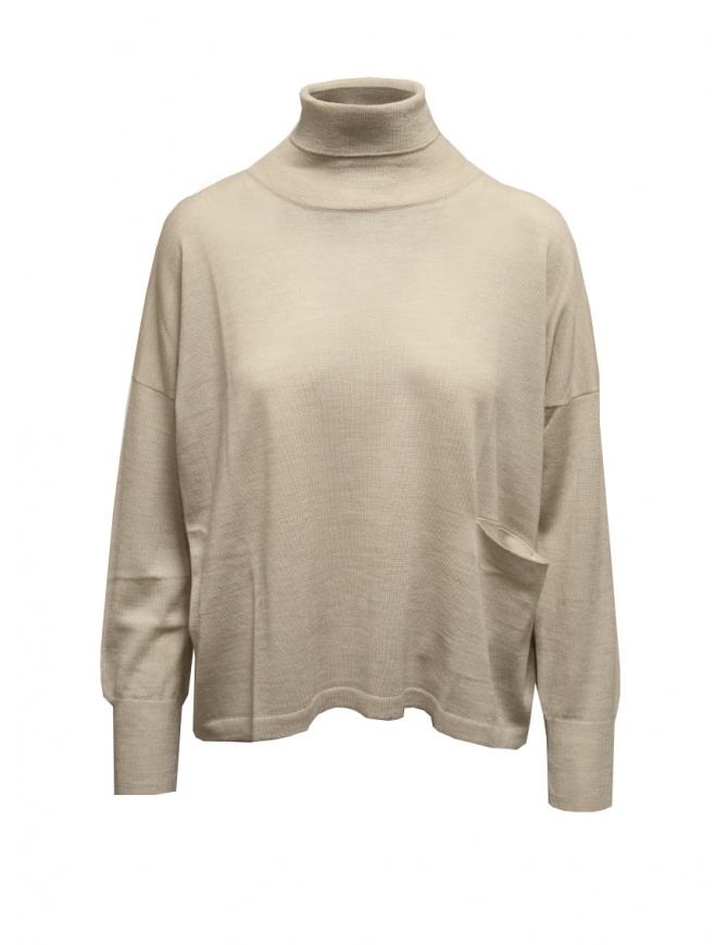 Ma'ry'ya maglia dolcevita boxy beige in lana, seta e cashmere YHK095 2 ICE maglieria donna online shopping