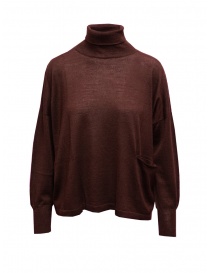 Ma'ry'ya boxy turtleneck sweater in burgundy wool, silk and cashmere YHK095 8 BORDEAUX