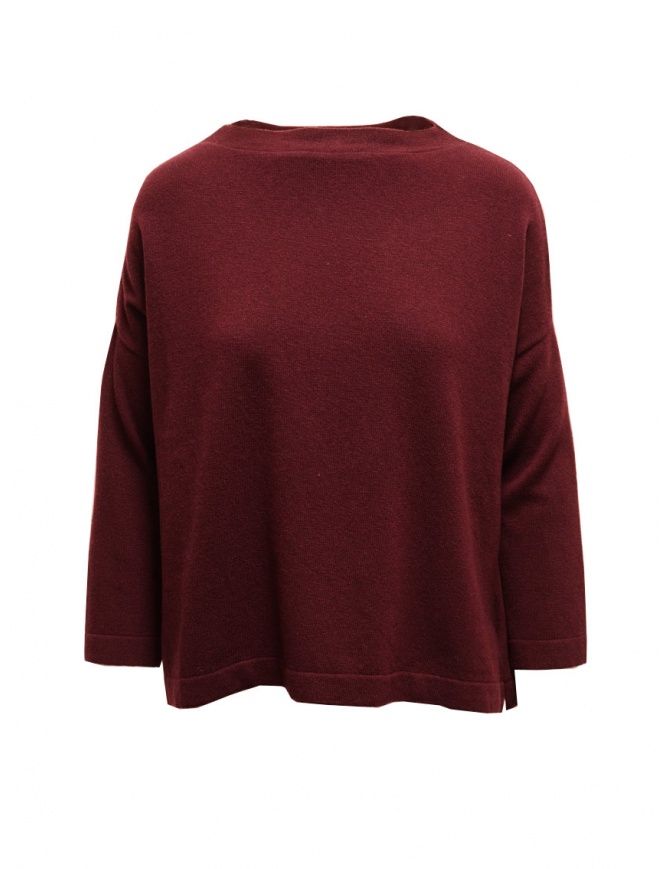 Ma'ry'ya boxy sweater in burgundy merino wool and cashmere YHK010 10 BORDEAUX women s knitwear online shopping