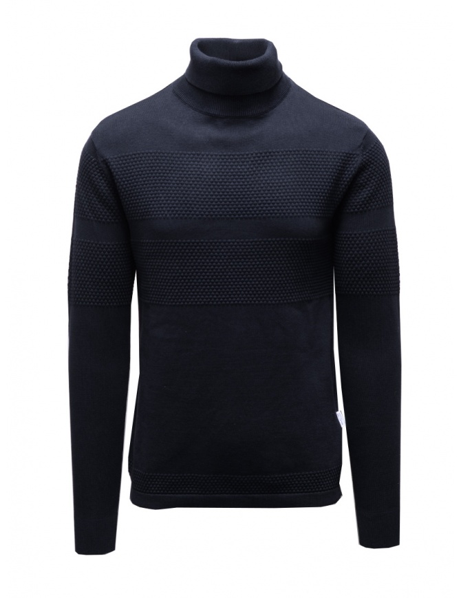 Selected Homme blue cotton turtleneck sweater 16084077 DARK SAPPHIRE SELECTED men s knitwear online shopping