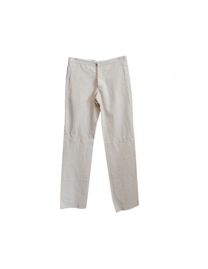 Label Under Construction light beige linen pants 11FMPN12CO73ARG11/00 mens trousers online shopping
