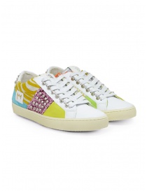 Leather Crown Giudecca colored low sneakers with studs WLC149 GIUDECCA