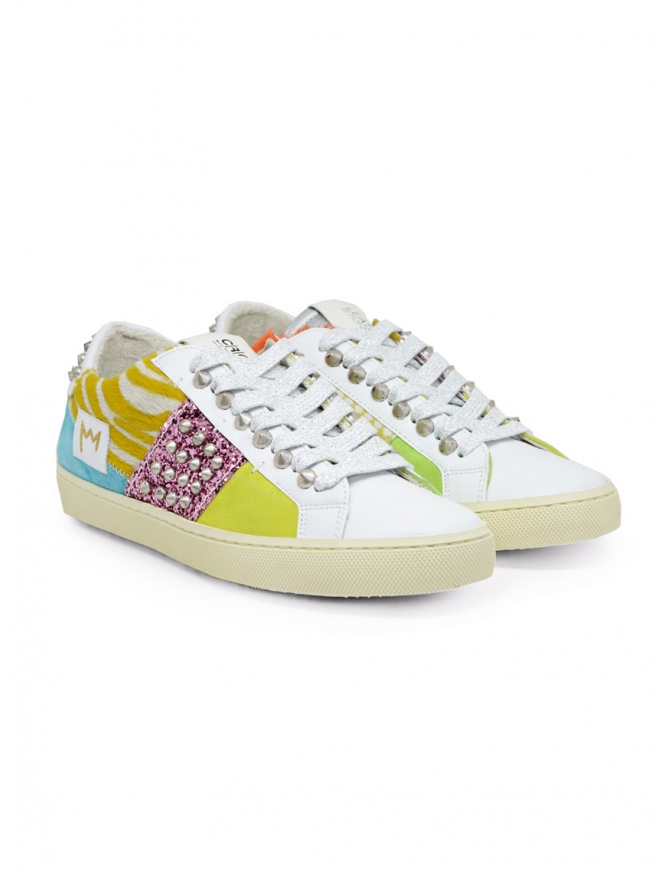 Leather Crown Giudecca colored low sneakers with studs WLC149 GIUDECCA womens shoes online shopping