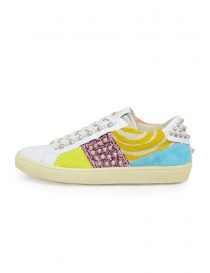 Leather Crown Giudecca colored low sneakers with studs price