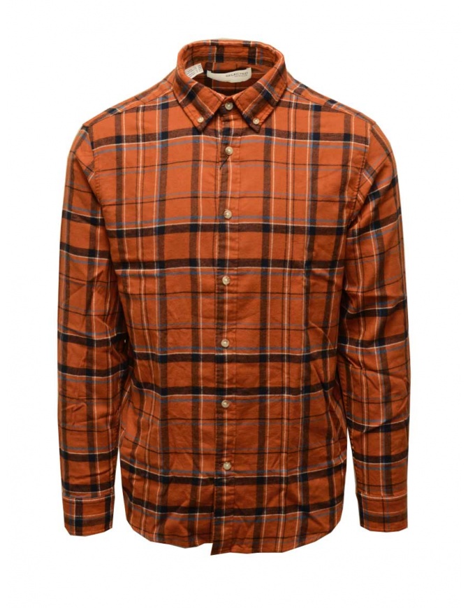 Selected Homme rust-colored checked flannel shirt 16085796 BOMBAY BWN CHKS CHKS mens shirts online shopping