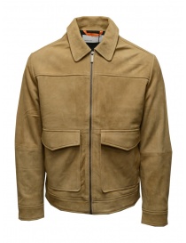 Selected Homme giacca in suede ocra con cerniera 16086882 COGNAC