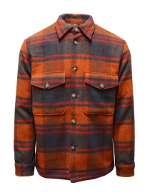 Selected Homme orange and blue checked wool shirt jacket 16085159 BOMBAY BWN CHKRED/BLU