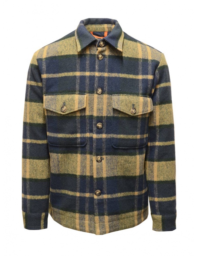 Selected Homme blue and beige checked wool shirt jacket 16085159 TREKKING GREEN SAND/B