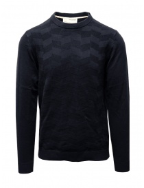 Maglieria uomo online: Selected Homme pullover in cotone blu con disegno geometrico