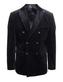 Mens suit jackets online: Selected Homme double-breasted blazer in blue velvet
