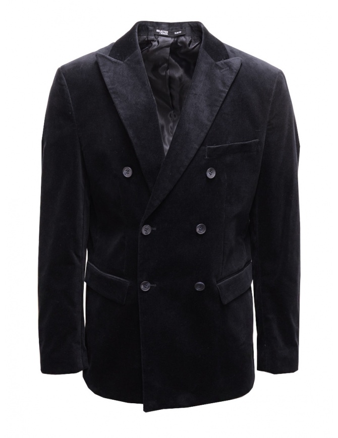 Selected Homme blazer doppiopetto in velluto blu 16086972 NAVY BLAZER giacche uomo online shopping