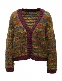 M.&Kyoko khaki melange and burgundy cardigan on discount sales online