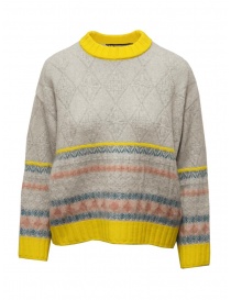 M.&Kyoko pullover grigio con colletto giallo BBA01434WA L-GRAY order online