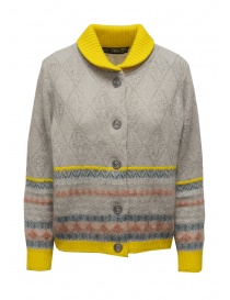 Womens cardigans online: M.&Kyoko grey wool cardigan with yellow collar