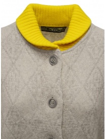 M.&Kyoko grey wool cardigan with yellow collar womens cardigans buy online