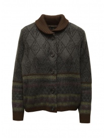 M.&Kyoko charcoal-colored jacquard wool cardigan for woman on discount sales online