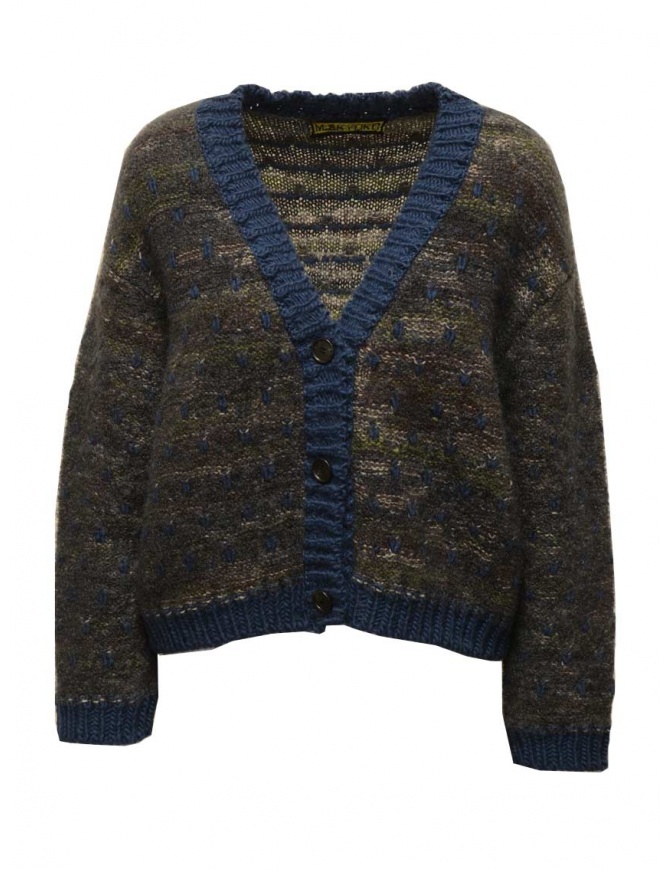 M.&Kyoko cardigan jacquard grigio e blu BBA01448WA CHARCOAL cardigan donna online shopping