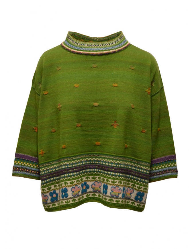 M.&Kyoko pullover verde reversibile con maniche a tre quarti BBA01402WA GREEN maglieria donna online shopping