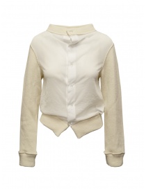 Miyao white chiffon cardigan with wool sleeves MXTS-05 OFF WHITExWHITE