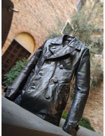 Mens jackets online: Carol Christian Poell black leather caban jacket LM/2698