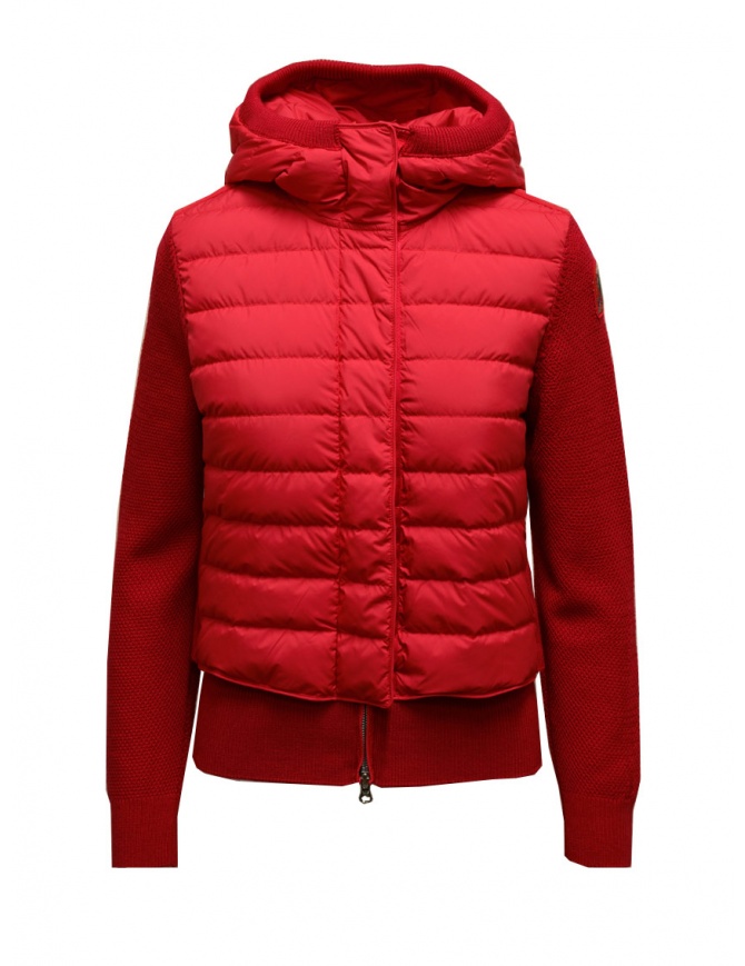 Parajumpers Nina down jacket with knitted sleeves in red PWHYBKR34 NINA UNIQUE RED 205