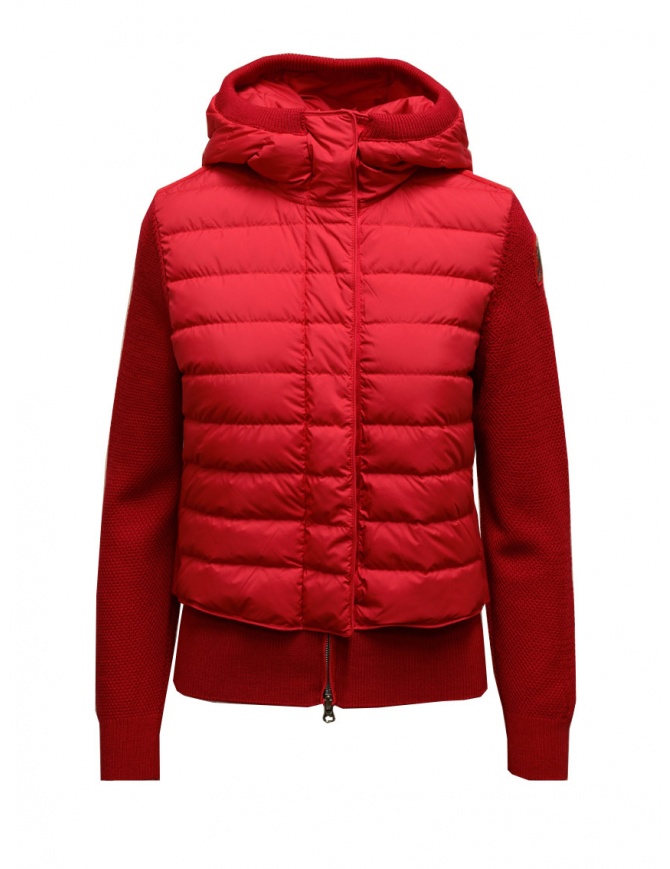 Parajumpers Nina down jacket with knitted sleeves in red PWHYBKR34 NINA UNIQUE RED 205 womens jackets online shopping