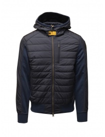 Parajumpers Gordon hooded jacket part padded part fleeced PMHYBFP01 GORDON NAVY-EST.BLUE