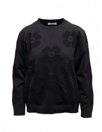 Monobi black lightweight pullover with 3D flowers 11659509 F 5099 BLACK RAVEN