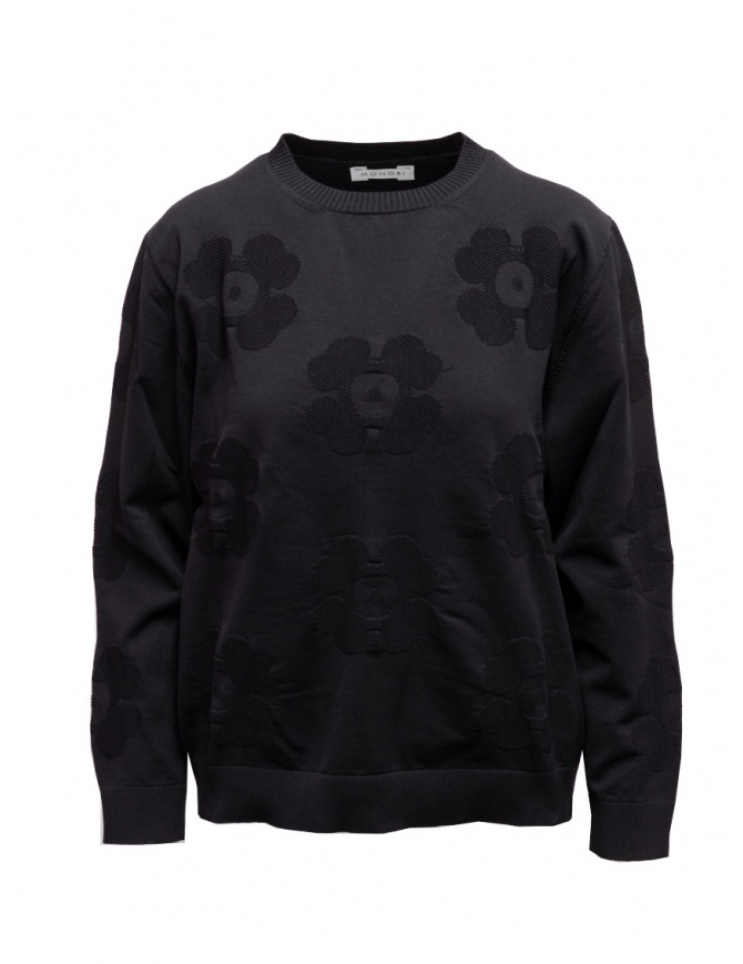 Monobi black lightweight pullover with 3D flowers 11659509 F 5099 BLACK RAVEN women s knitwear online shopping