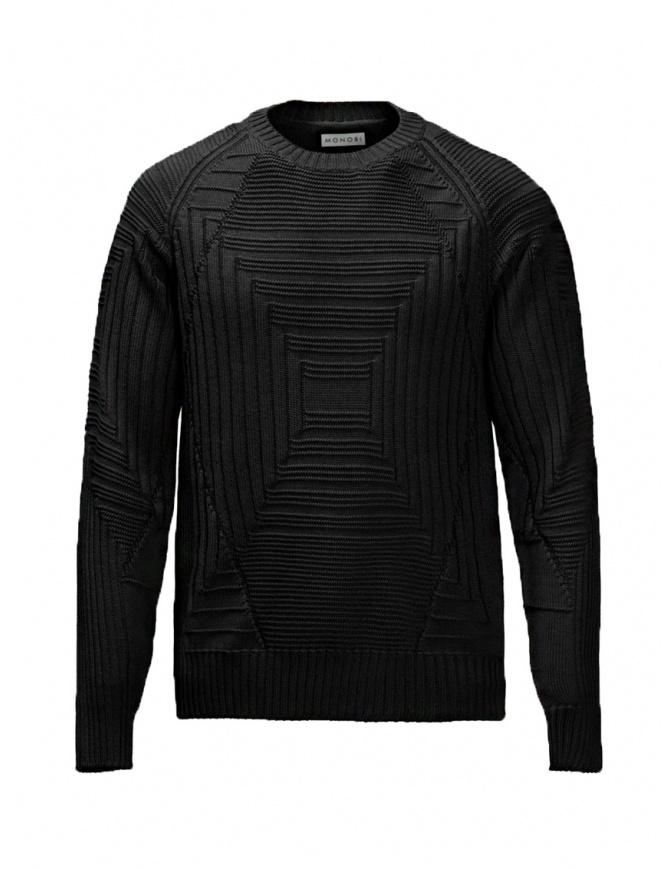 Monobi black 3D sweater in wool and Coolmax 11811503 F 5099 BLACK RAVEN men s knitwear online shopping