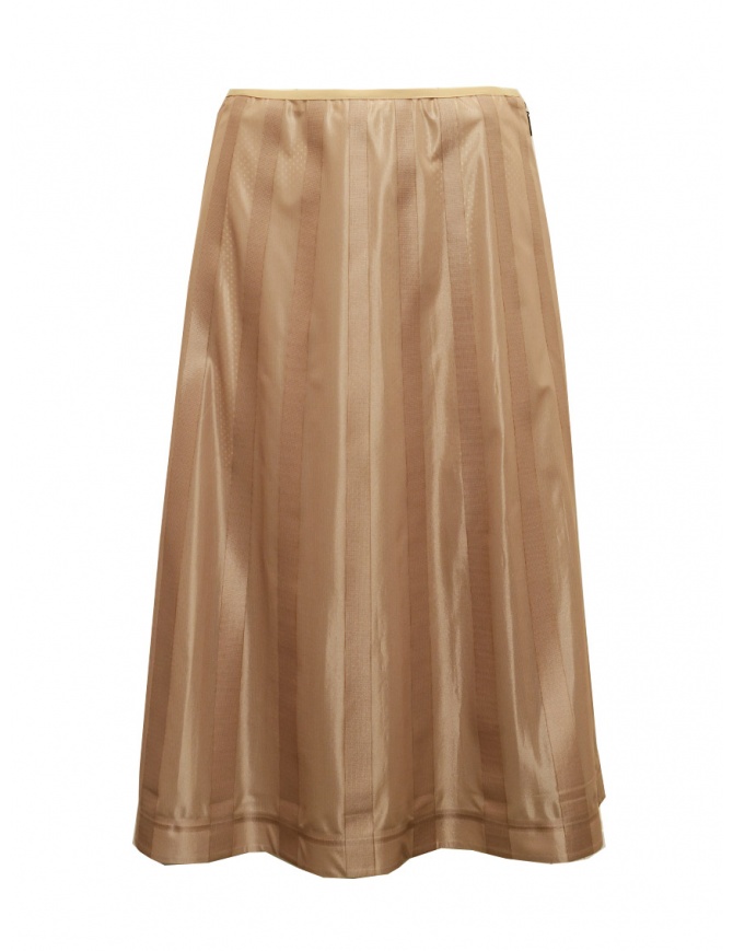 Monobi midi skirt in beige shiny technical fabric 11506219 F 102 DESERT womens skirts online shopping