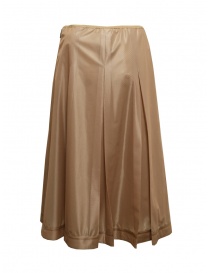 Monobi midi skirt in beige shiny technical fabric buy online