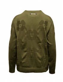 Monobi military green sweater with 3D flowers