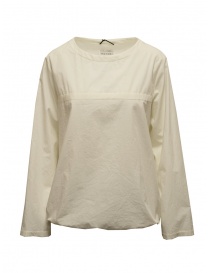 Womens shirts online: Monobi natural white cotton blouse with drawstring