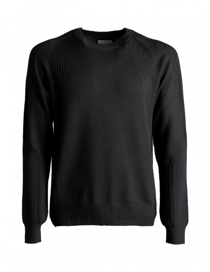 Monobi Woolmax H-12 black crewneck sweater 11810503 F 5099 BLACK RAVEN men s knitwear online shopping