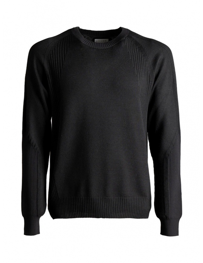 Monobi Woolmax H-12 maglia girocollo nera 11810503 F 5099 BLACK RAVEN maglieria uomo online shopping