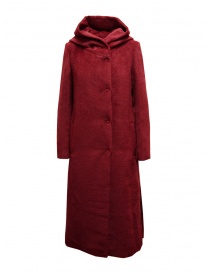 Maison Lener Temporel long hooded coat in burgundy red on discount sales online