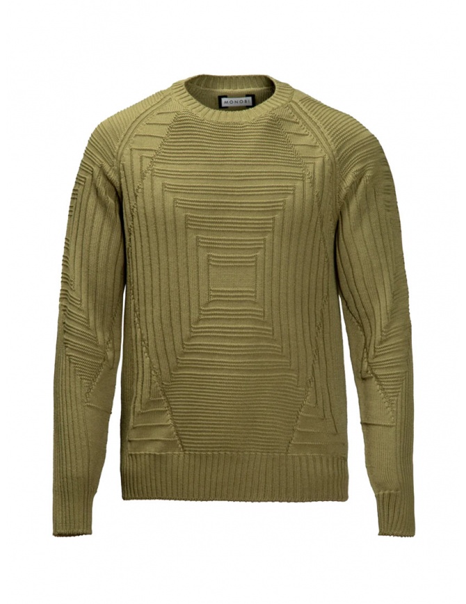 Monobi mesh 3D in pistachio green color 11811503 F 31944 OASIS GREEN men s knitwear online shopping