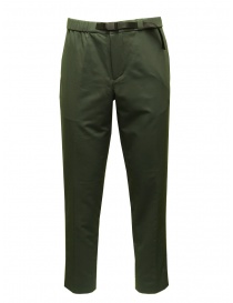Mens trousers online: Monobi green trousers with integrated belt