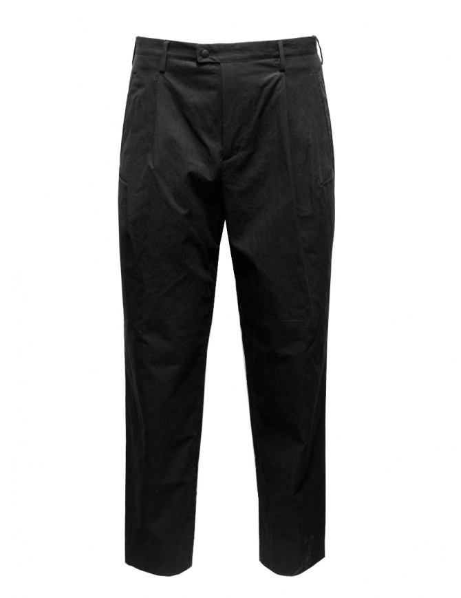 Monobi black casual pants in technical fabric for men 11812130 F 5099 BLACK RAVEN mens trousers online shopping