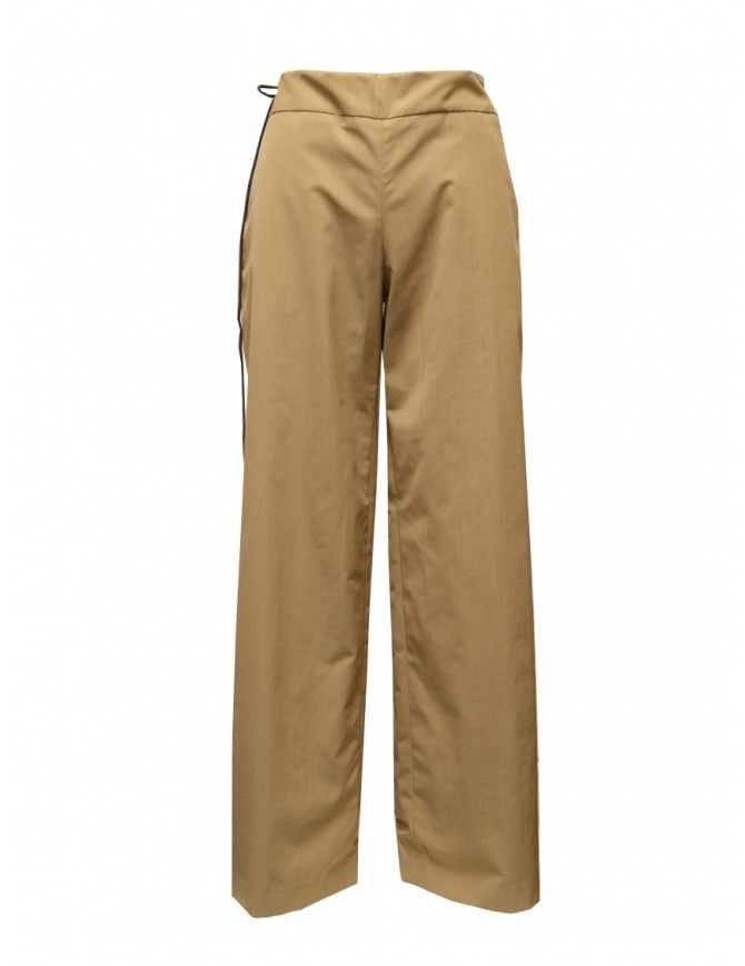 Monobi wide trousers in beige cordura 11364409 F 204 GALLES DESERT womens trousers online shopping