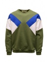 Qbism olive green sweatshirt with white and blue geometric details buy online STYLE10 PJ02