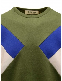 Qbism felpa verde oliva con dettagli geometrici bianchi e blu acquista online