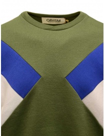 Qbism olive green sweatshirt with white and blue geometric details