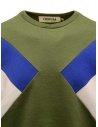 Qbism olive green sweatshirt with white and blue geometric details shop online men s knitwear