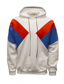 Qbism white hooded sweatshirt with red and blue geometric inserts STYLE 09 PJ02 order online