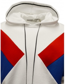 Qbism white hooded sweatshirt with red and blue geometric inserts price