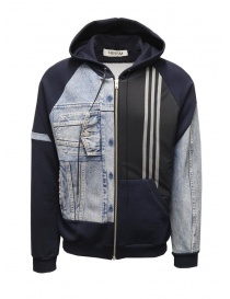 Mens jackets online: Qbism blu hoodie + denim jacket