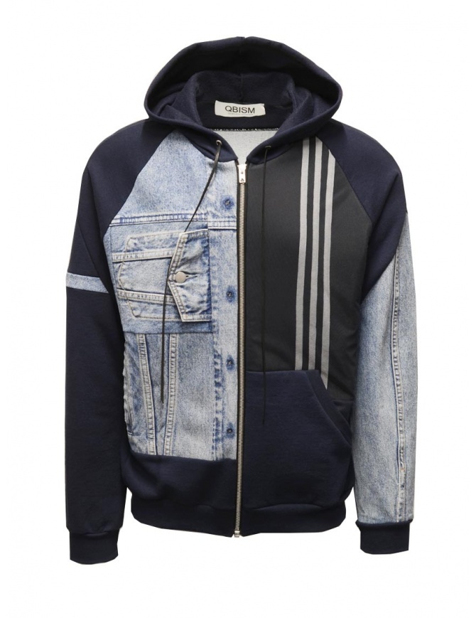 Qbism blu hoodie + denim jacket STYLE 03 PJ02 mens jackets online shopping